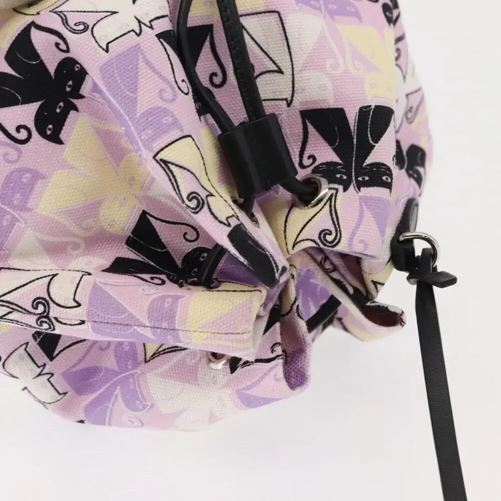 Miu Miu Canvas Madras Cat Drawstring Pouch Pink
